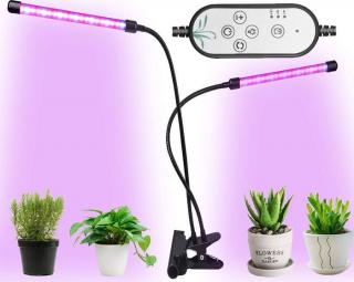 LED svítidlo GROW 8W pro pěstování rostlin 2x rameno do zásuvky s klipem