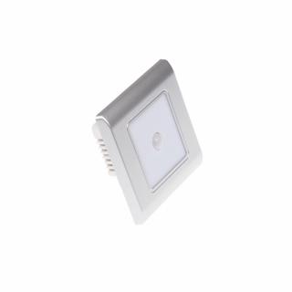 LED svítidlo stříbrné PIR-RAN-S 0,6W orientační vestavné světlo se senzorem Barva světla: Denní bílá