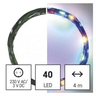 LED vánoční nano řetěz zelený, 4 m, venkovní i vnitřní, multicolor, časovač 230V D3AM01
