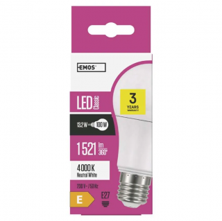 LED žárovka EMOS 13,2W se závitem E27 standardní A60 Barva světla: Denní bílá