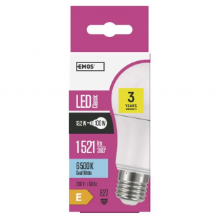LED žárovka EMOS 13,2W se závitem E27 standardní A60 Barva světla: Studená bílá