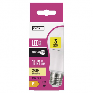 LED žárovka EMOS 13,2W se závitem E27 standardní A60 Barva světla: Teplá bílá