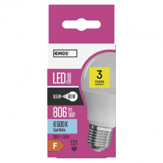 LED žárovka EMOS 8,5W se závitem E27 standardní A60 Barva světla: Studená bílá