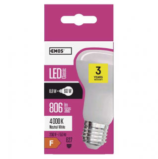 LED žárovka EMOS 8,8W se závitem E27 reflektorová R63 Barva světla: Denní bílá