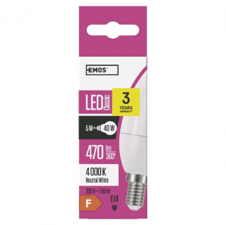 LED žárovka EMOS Candle 5W se závitem E14 svíčka Barva světla: Denní bílá
