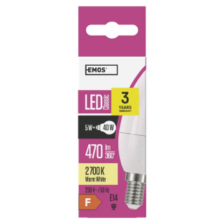 LED žárovka EMOS Candle 5W se závitem E14 svíčka Barva světla: Teplá bílá
