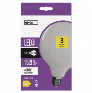 LED žárovka EMOS Filament GLOBE 11W se závitem E27 velká G125 Barva světla: Denní bílá