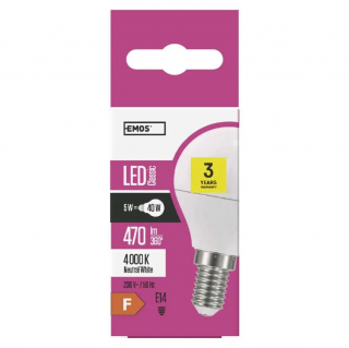 LED žárovka EMOS Mini Globe 5W se závitem E14 malá baňka Barva světla: Denní bílá
