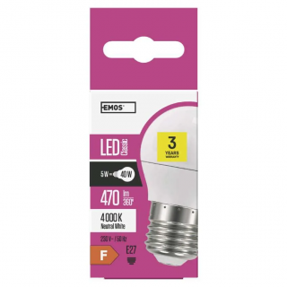 LED žárovka EMOS Mini Globe 5W se závitem E27 malá baňka Barva světla: Denní bílá