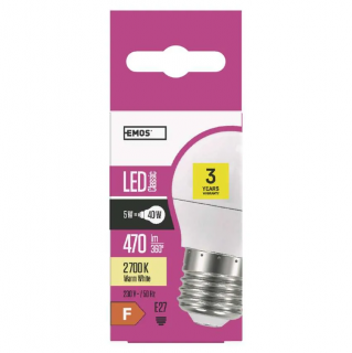 LED žárovka EMOS Mini Globe 5W se závitem E27 malá baňka Barva světla: Teplá bílá
