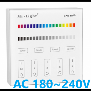 MiBOXER - 4KR RF nástěnný ovladač 230V AC pro RGB a RGBW Mi-Light T3