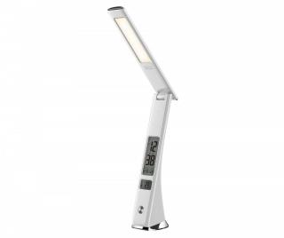Přenosná dobíjecí CUCKOO 5W WHITE bílá LED stmívatelná lampička s displejem teploměrem a budíkem 08951L