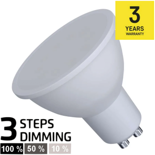 Stmívatelná LED žárovka EMOS 3step 6,1W patice GU10 teplá bílá, krokové stmívání