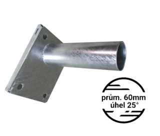 Výložník průměr 60mm sklon 15° pevný držák přídavný na sloup, stožár nebo zeď, stěnu