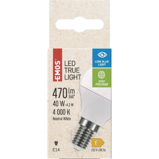 Zdravá LED žárovka True Light 4,2W závit E14 Low blue light Barva světla: Denní bílá