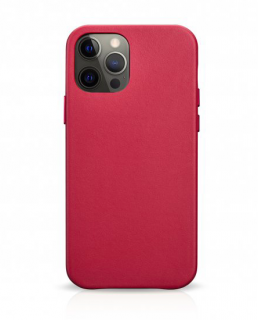 Kožený kryt iCarer na Apple iPhone 12 / 12 Pro Barva: Červená