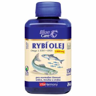 BLUE CARE Rybí olej 1000 mg - Omega 3 EPA + DHA - XXL economy balení 150 tob.