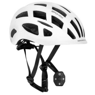 Cyklistická přilba s LED blikačkou a blinkry Pointer Pro, 55-58 cm - bílá