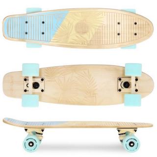 Dřevěný pennyboard WOO-FISH  56 x 15 cm, ABEC7 - světle modrý