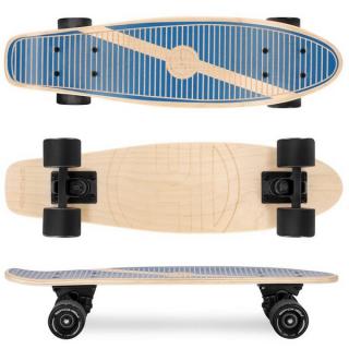Dřevěný pennyboard WOO-FISH  56 x 15 cm, ABEC7 - tmavě modrý