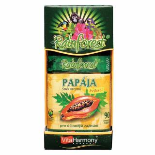 RainForest® Papája, směs enzymů 45 mg - 90 cumlavých tbl.