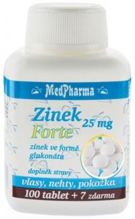 Medpharma Zinek 25 mg Forte ve formě glukonanu 107 tablet