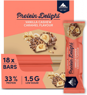 Multipower Protein Delight nízkokalorická proteinová tyčinka 35 g Vanilka kešu karamel 18x35 g