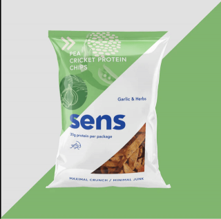 Sens proteinové chipsy s cvrččím proteinem 80 g Česnek & bylinky