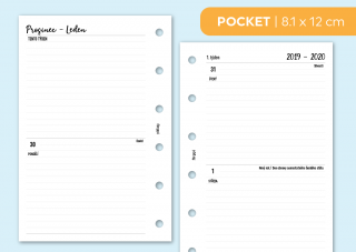 Náplň do diáře - Kalendář 2021, týden/4 strany, horizontální Velikost náplně: Pocket, Děrování: bez děrování, Typ listů: linkované