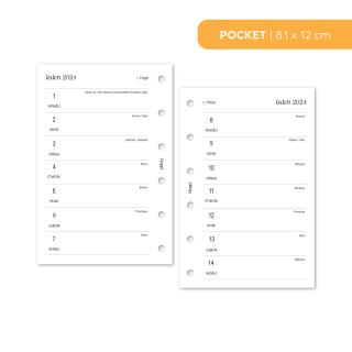 Náplň do diáře - Kalendář 2024, T1S čistý Velikost náplně: Pocket