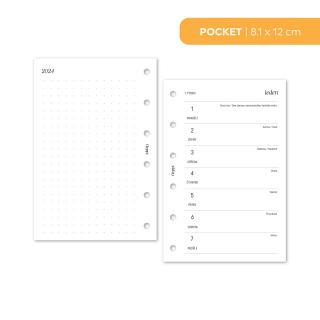 Náplň do diáře - Kalendář 2024, T2S čistý + tečkované poznámky vlevo Velikost náplně: Pocket