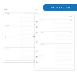 Náplň do diáře - Kalendář 2024, T2S horizontální čistý + to do Velikost náplně: A5 - 6 kroužků