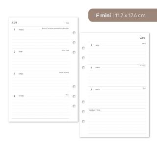 Náplň do diáře - Kalendář 2024, T2S horizontální linkovaný Velikost náplně: F mini