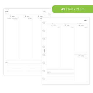Náplň do diáře - Kalendář 2024, T2S vertikální čistý Velikost náplně: A5 - 8 disků / Filofax Notebook