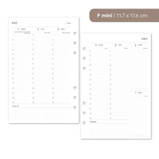 Náplň do diáře - Kalendář 2024, T2S vertikální linkovaný s časy Velikost náplně: F mini