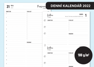 Náplň do diáře - Kalendář ČERVENEC-PROSINEC 2023, den/1 stranu Velikost náplně: F mini