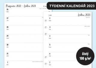 Náplň do diáře - Kalendář ČERVENEC-PROSINEC 2023, týden/1 stranu - čistý Velikost náplně: A5 - 6 kroužků