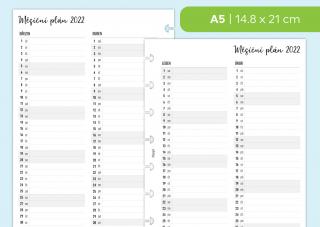 Náplň do diáře - Měsíční plán 2022-2023 Velikost náplně: A5 - 8 disků / Filofax Notebook