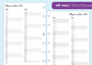 Náplň do diáře - Měsíční plán 2022-2023 Velikost náplně: HP mini