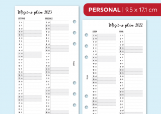 Náplň do diáře - Měsíční plán 2022-2023 Velikost náplně: Personal