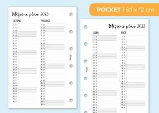 Náplň do diáře - Měsíční plán 2022-2023 Velikost náplně: Pocket