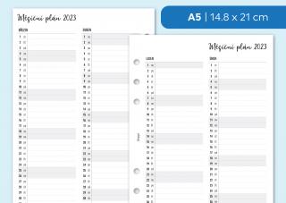 Náplň do diáře - Měsíční plán 2023-2024 Velikost náplně: A5 - 6 kroužků