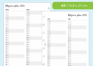 Náplň do diáře - Měsíční plán 2023-2024 Velikost náplně: A5 - 8 disků / Filofax Notebook