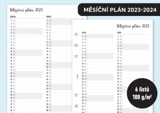 Náplň do diáře - Měsíční plán 2023-2024 Velikost náplně: F mini