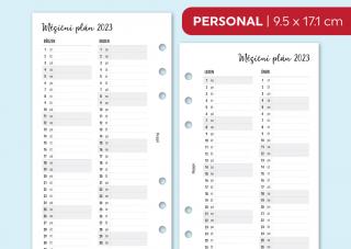 Náplň do diáře - Měsíční plán 2023-2024 Velikost náplně: Personal