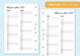 Náplň do diáře - Měsíční plán 2023-2024 Velikost náplně: Pocket