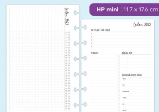 Náplň do diáře - Měsíční přehledy 2022, měsíc/4 strany Velikost náplně: HP mini