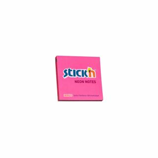 Samolepicí bloček Hopax Stick'n Neon Růžová | 76x76 mm, 100 listů