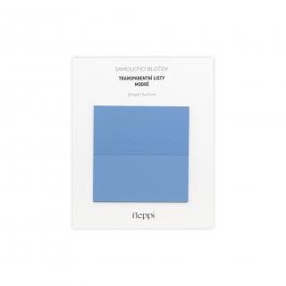 Samolepicí bloček Transparentní listy modré | 50x50 mm, 30 listů