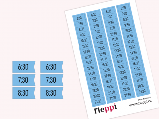 Samolepky Čas - půl Barva samolepek: pastelově modrá